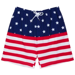 Men's 8" Swim Trunks Boxer Brief Liner | "Americana"