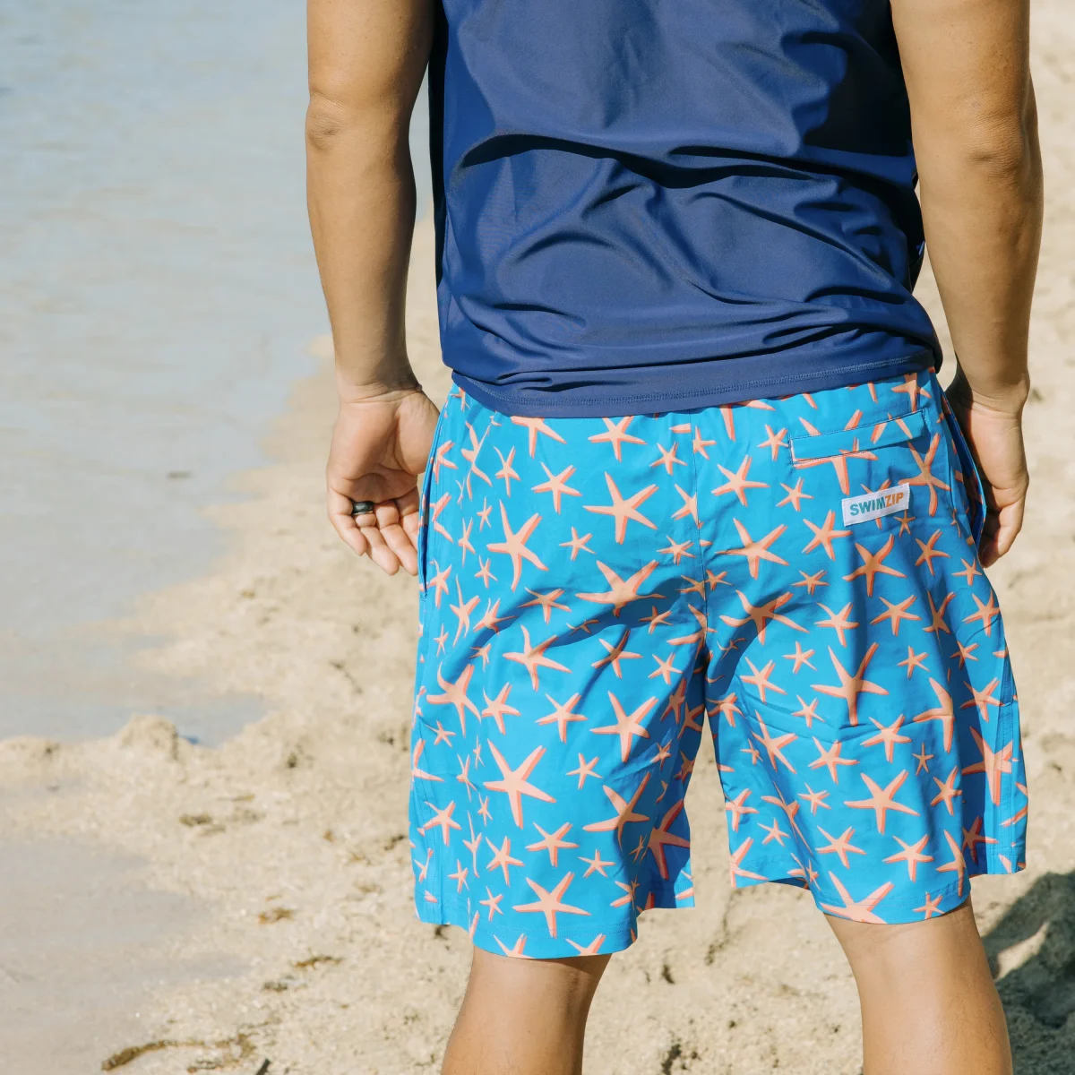 Men's 8" Swim Trunks Boxer Brief Liner | "Starfish" - Image 9