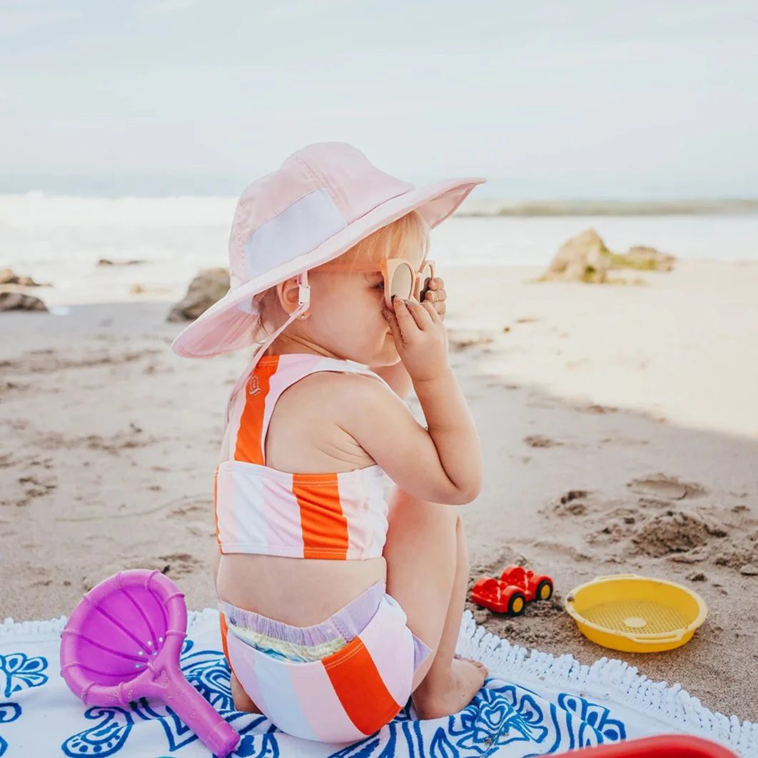 Girls Halter Top Bikini Set (2 Piece) | "Peachy Stripes" - Image 6