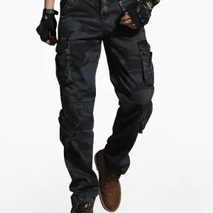Oversize Multi-Pocket Black Camo Cargo Pants